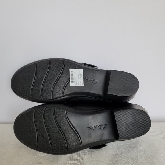 CLARKS Genette Vista Slip-On Leather Shoes- Black color- Women's Size 9.5M - Picture 13 of 14